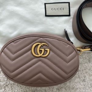 GUCCI 85-34 Calfskin Matelasse GG Marmont Belt Bag